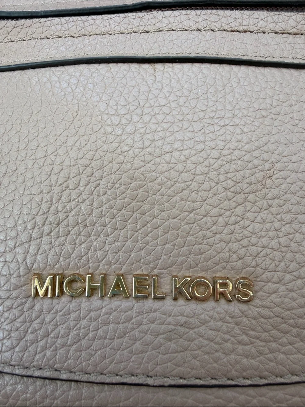 Michael Kors Blush Pebbled Leather Crossbody Bag with Gold Hardware and charm